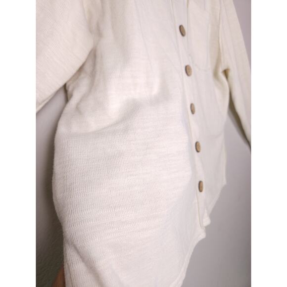 FP Beach by Free People Button Down Textured Sweater Top Ivory Size S Oversized - Picture 12 of 16